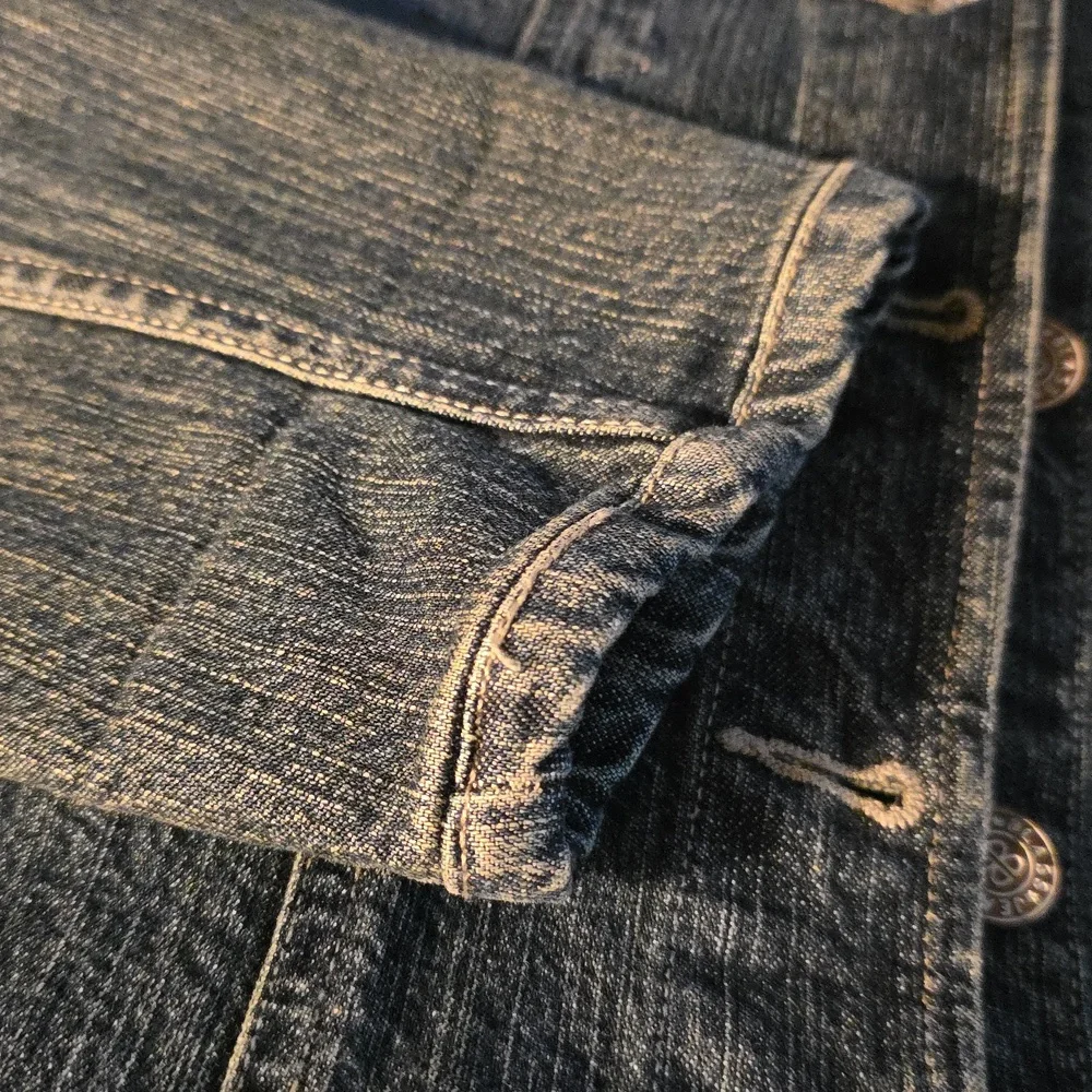 Upcyled Molly Made It Blue Jean Jacket with Iconic Rolling Stones Design - Picture 13 of 13